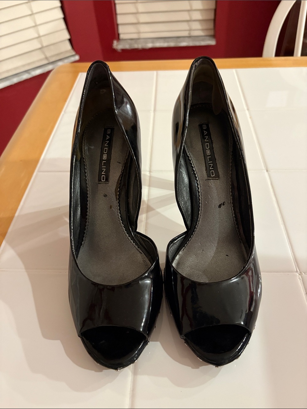 Bandolino Black Patent Peep-Toe Heels